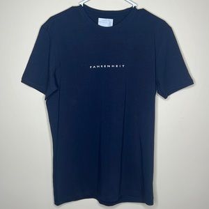 Fahrenheit t-shirt navy crewneck short sleeve medium